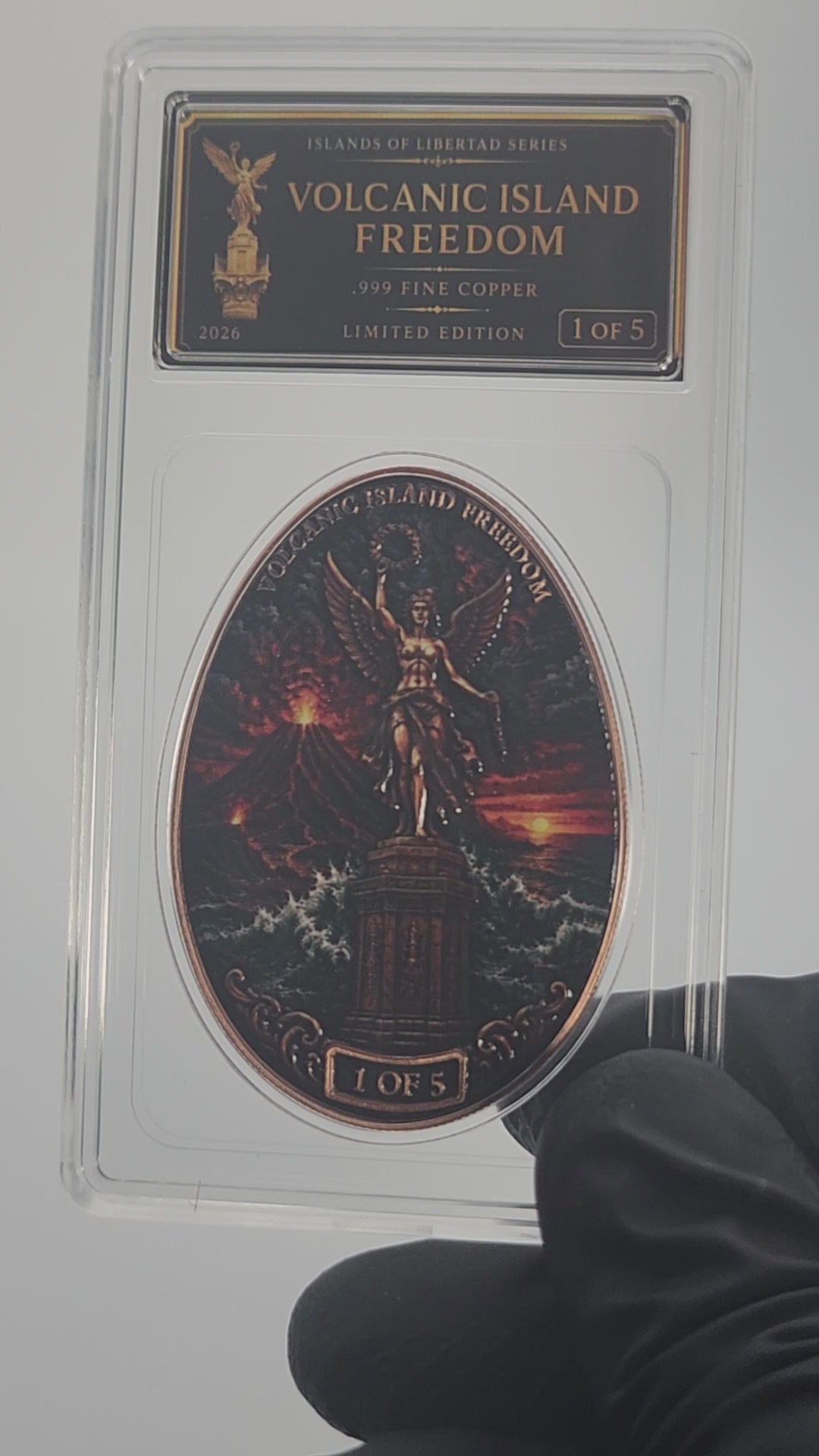 Volcanic Island Freedom 1 oz Copper Libertad Egg Slab | 320 Coins