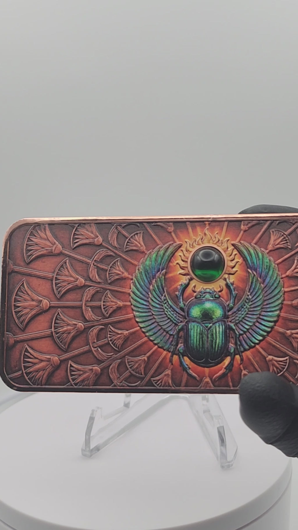 2026 Scarab Egyptian Bar w/Crystal Insert 10oz AVDP .999 Copper Bar