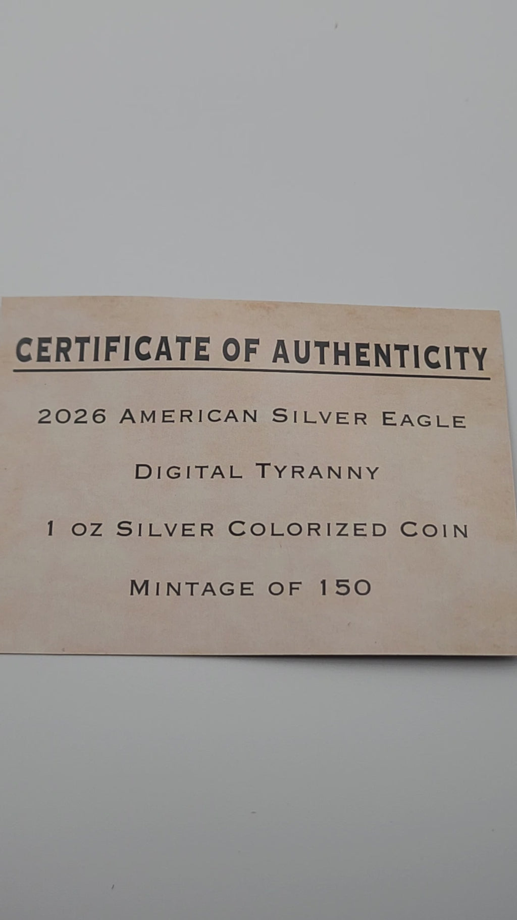 2026 U.S. Eagle Digital Tyranny Edition 1 oz Silver Coin