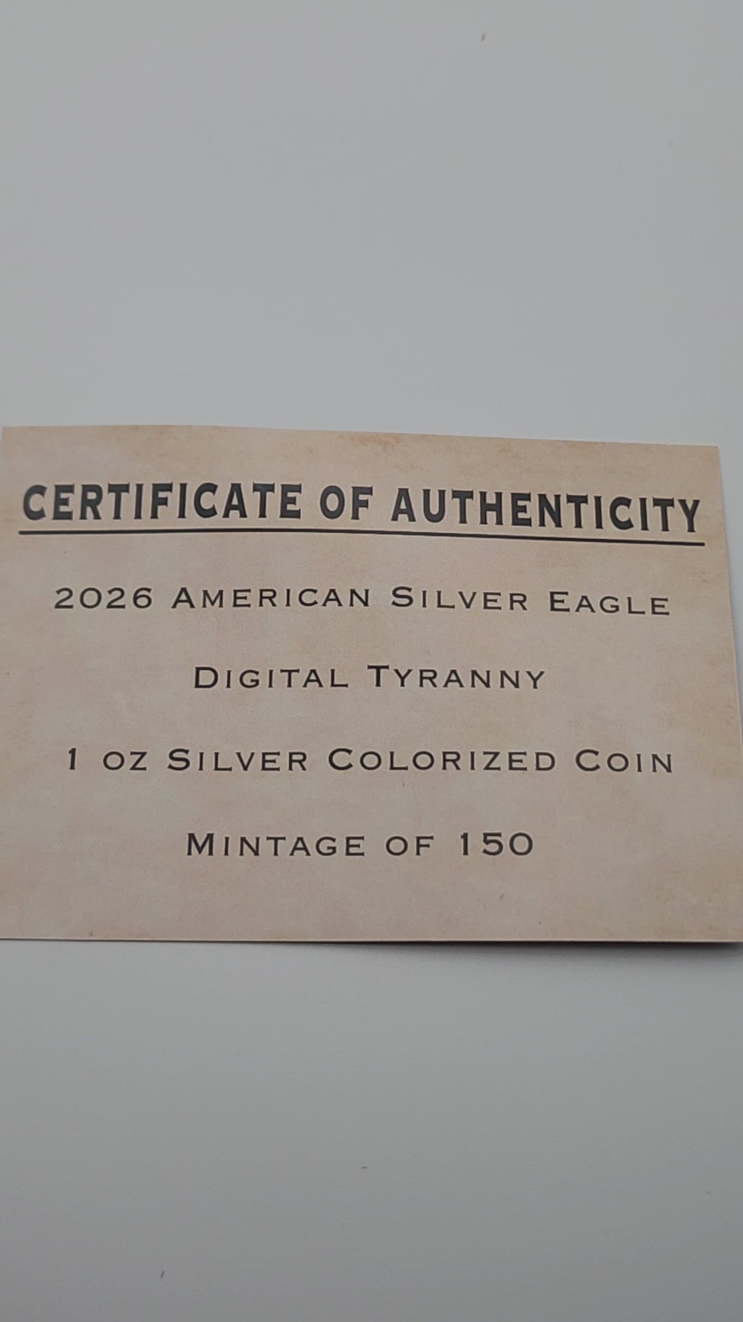 2026 U.S. Eagle Digital Tyranny Edition 1 oz Silver Coin