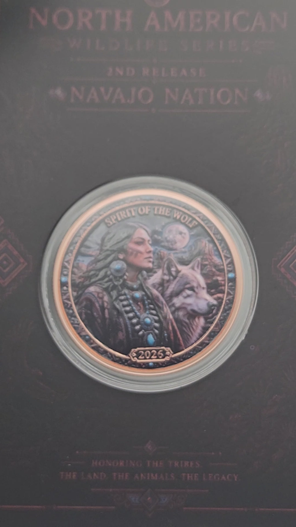 North American Wildlife Series- Navajo Nation Spirit of the Wolf 1 oz Copper Medal