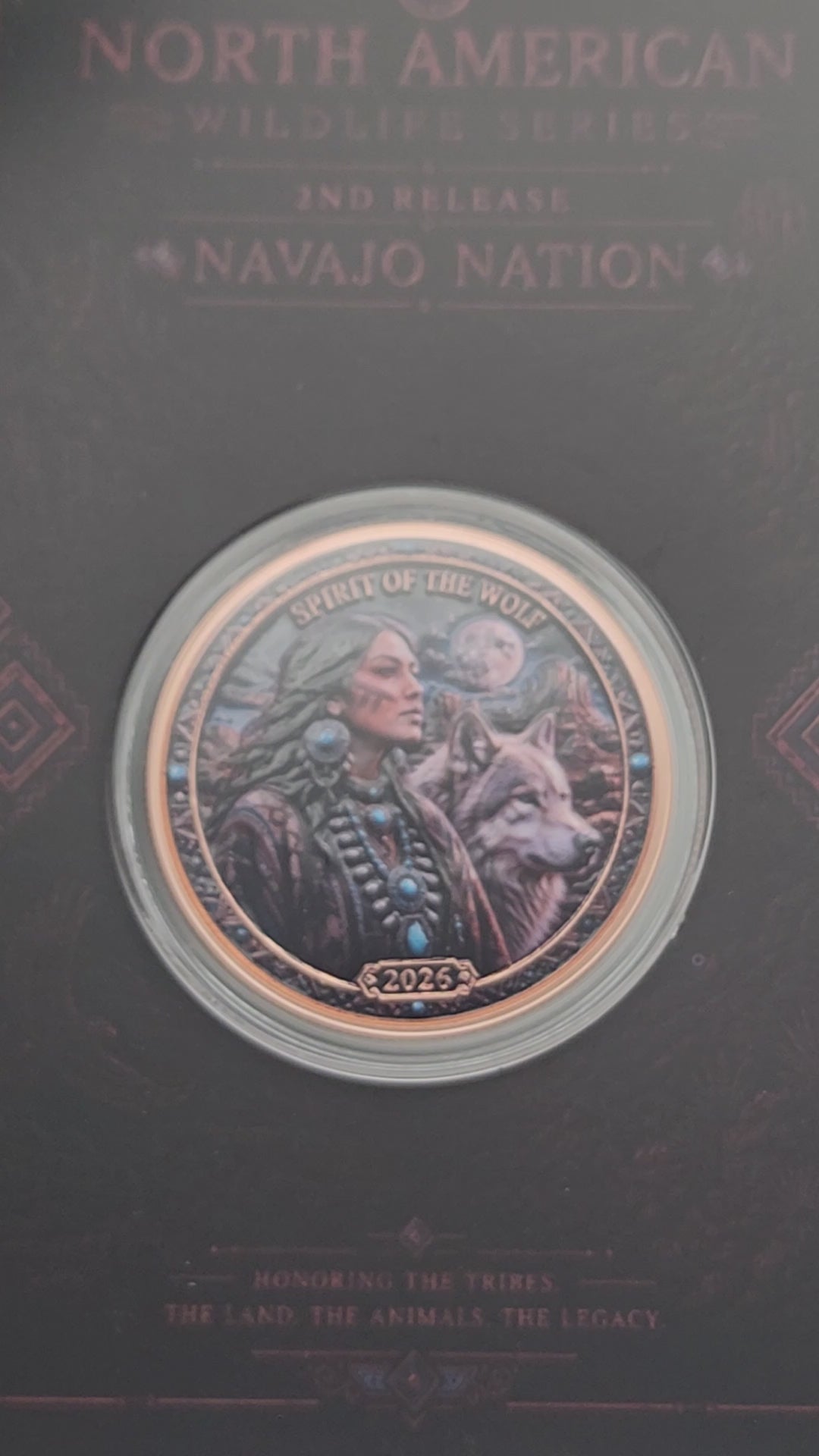 North American Wildlife Series- Navajo Nation Spirit of the Wolf 1 oz Copper Medal