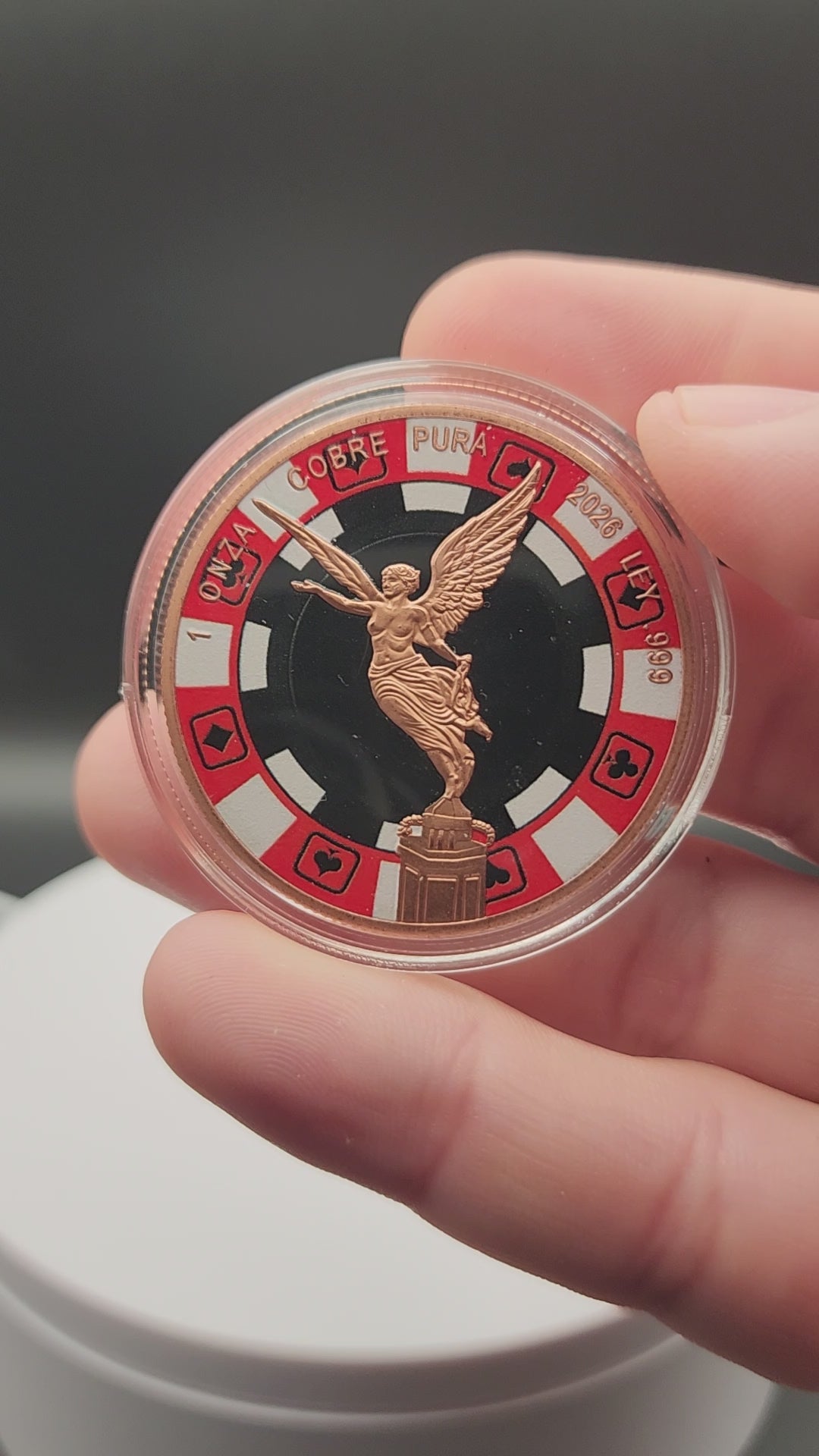 2026 Mexico Libertad Poker Chip Colorized 1 oz Copper Round