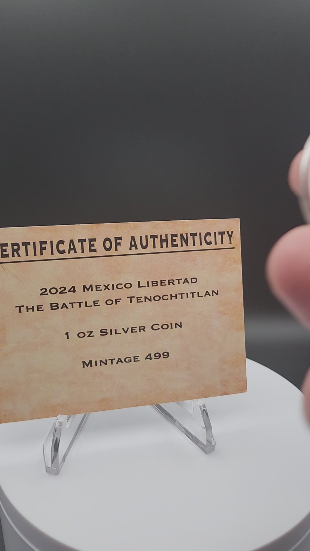 2024 Mexico 1oz Silver Libertad Battle Tenochtitlan Mintage 499 In Capsule & COA
