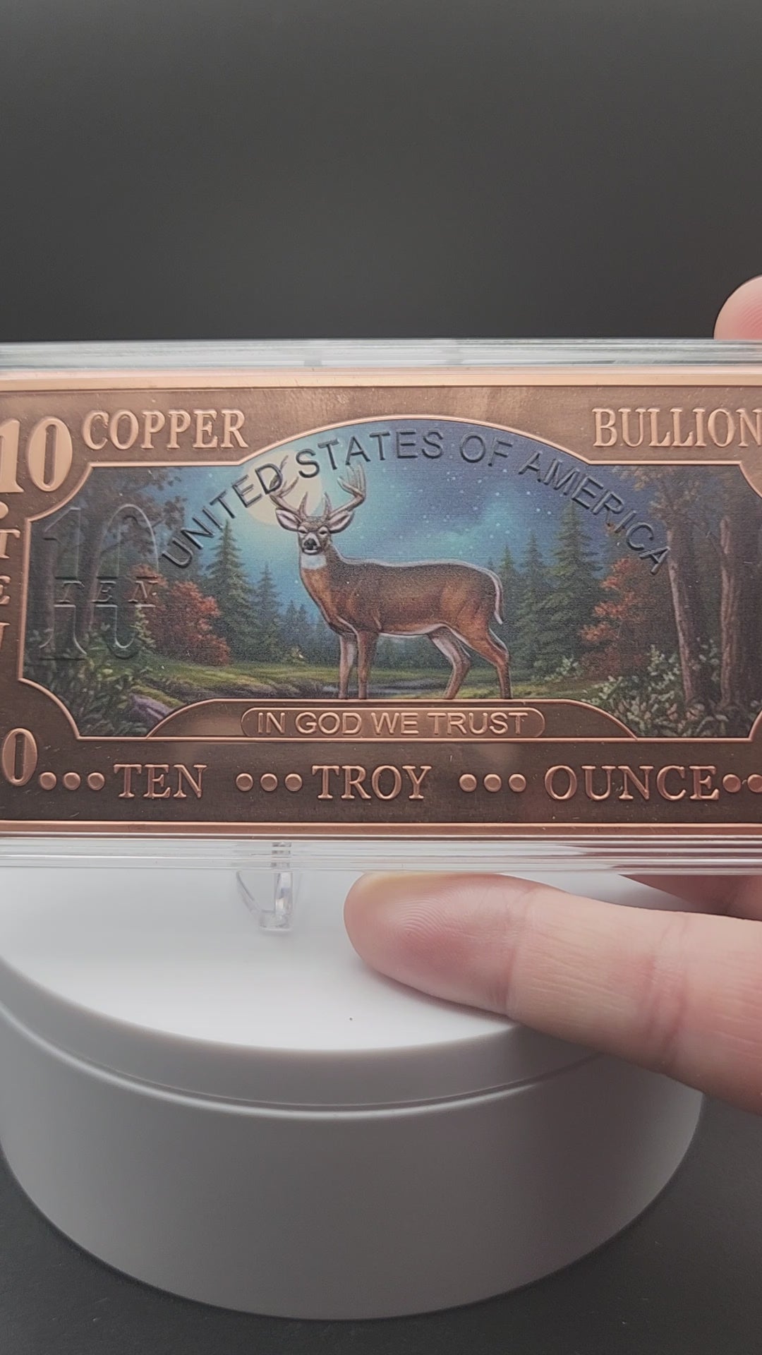 2025 10 oz Whitetail Deer .999 Copper Bar Colorized in Capsule