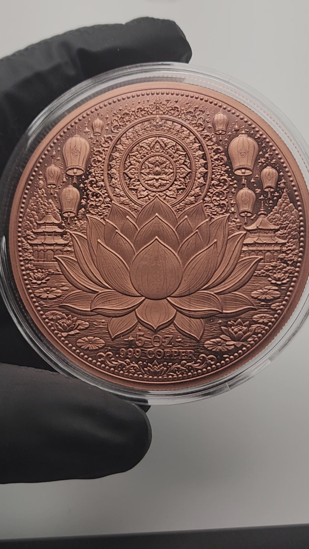Lotus Buddha Colorized 5 oz Copper Medal