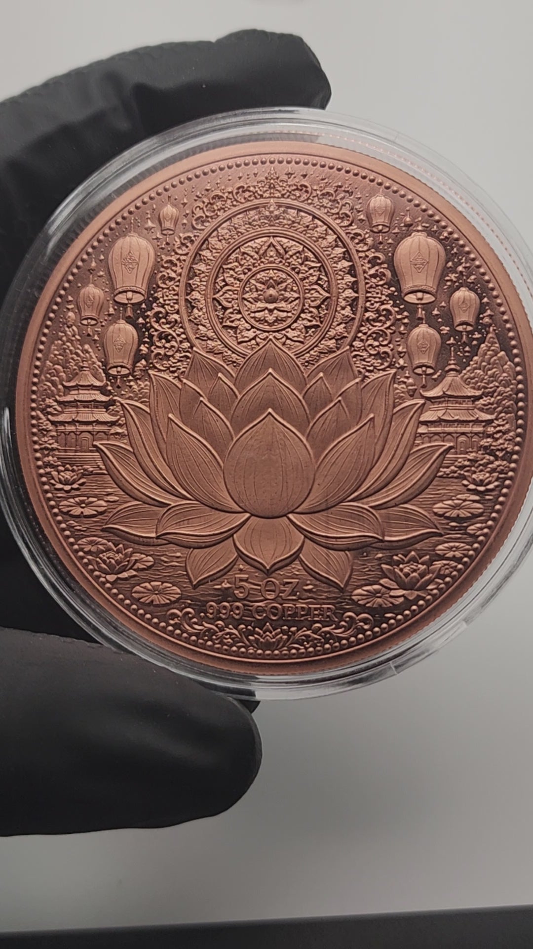 Lotus Buddha Colorized 5 oz Copper Medal