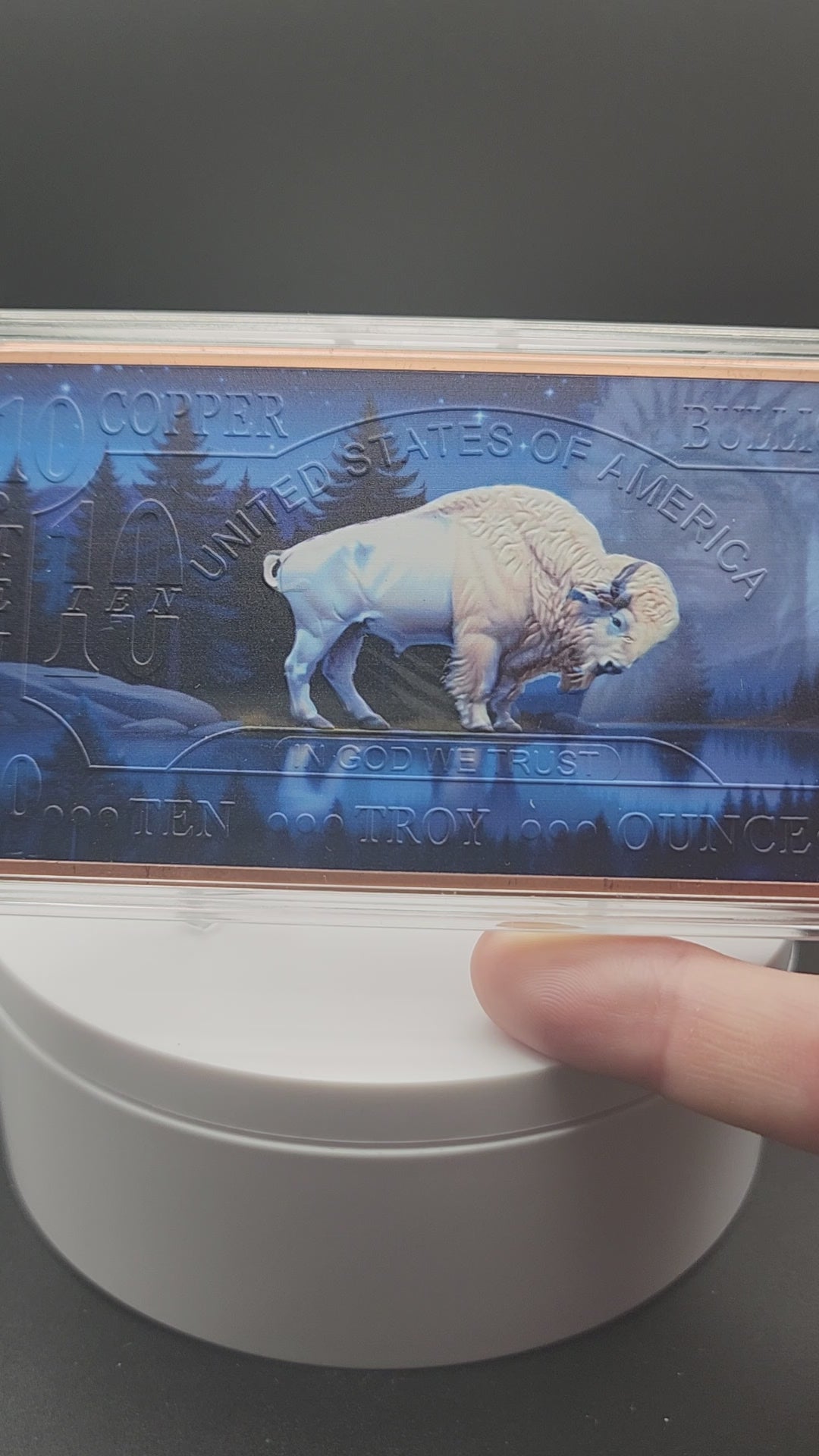 10oz .999 ADVP Copper Bullion Bar The Great White Buffalo Bar