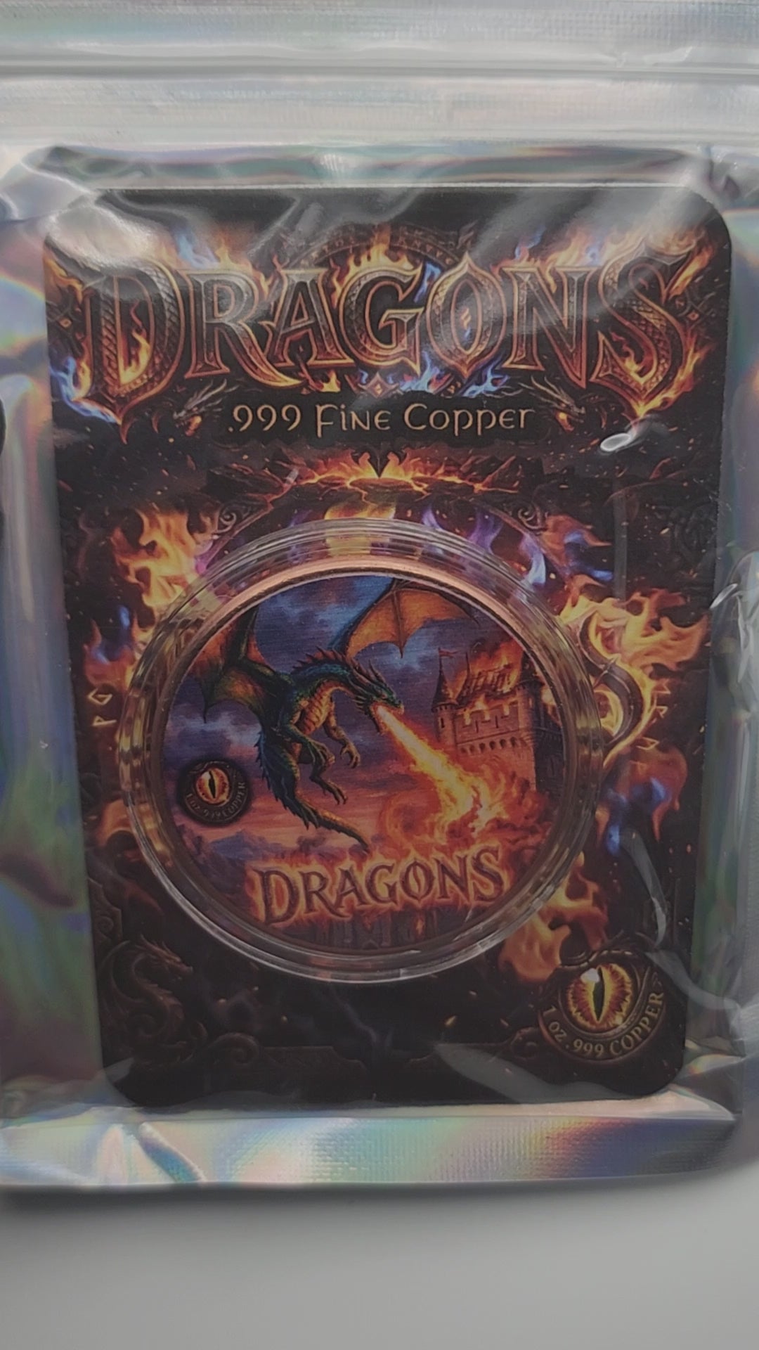 Fire Dragon 1oz Copper Round Carded (999 Mintage)