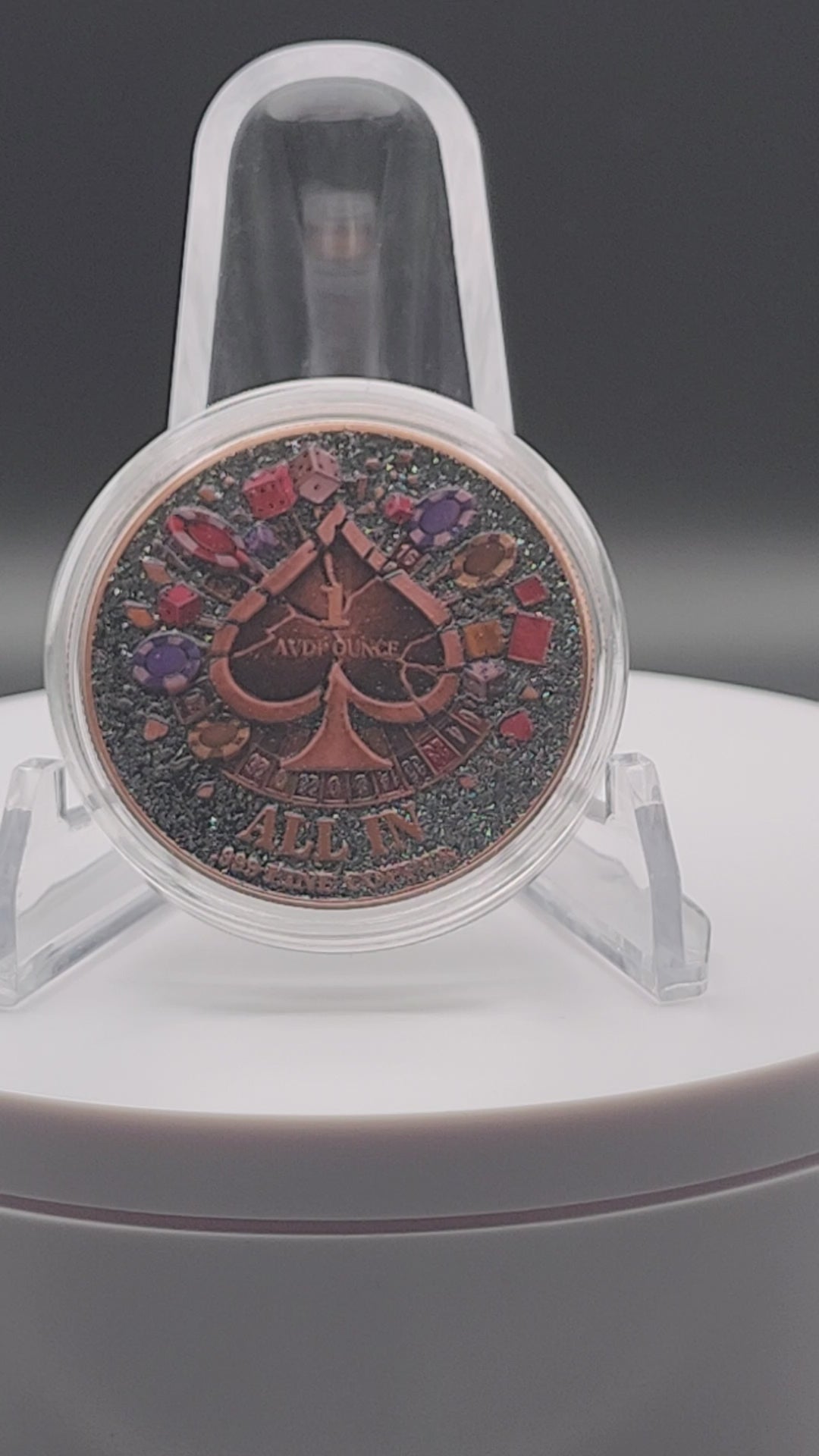 Skull and Spades Colorized Diamond Dust 1 oz Copper Round