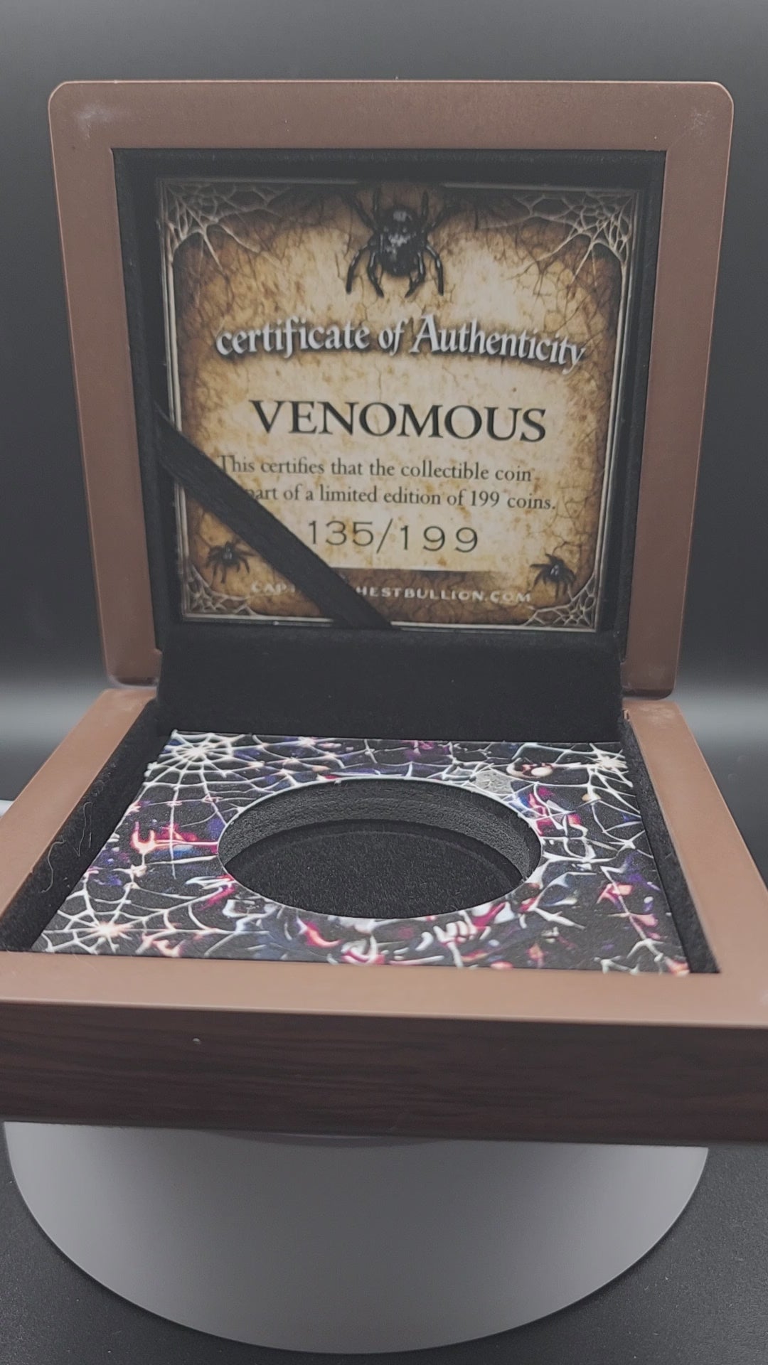 2013 Canadian Maple Venomous Edition Venom w/ Crystal Spider 1oz Silver Coin 199