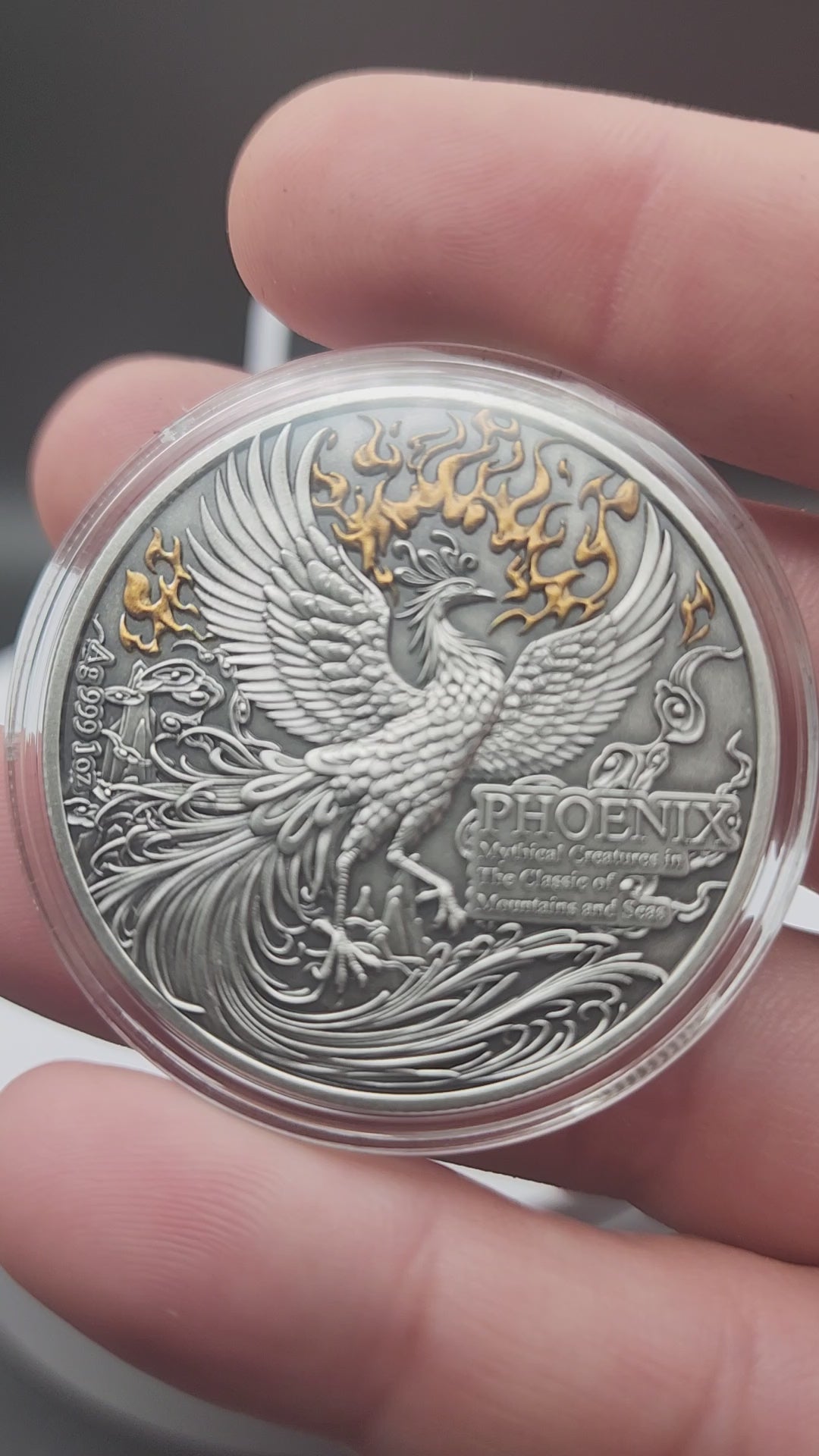2026 Samoa Phoenix 1oz Silver Antique Finish Gold Gilded Coin COA Mintage 1000