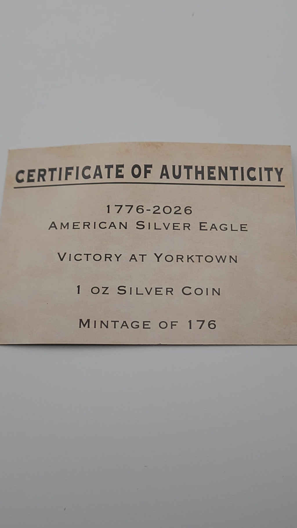 1776-2026 U.S. Silver Eagle - Victory at Yorktown 1 oz Silver Coin