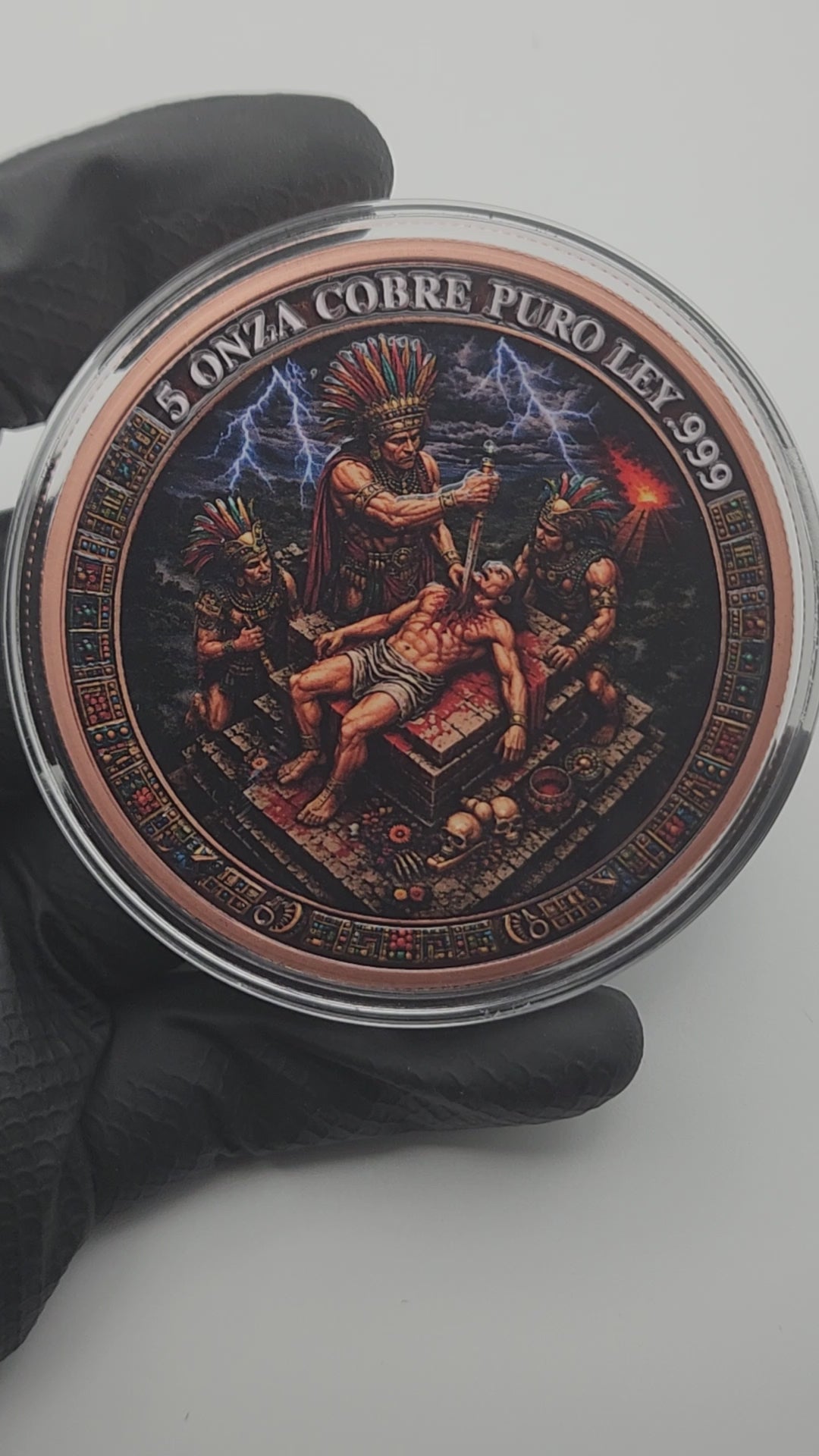 Aztec Sacrifice 5 oz Copper Medal