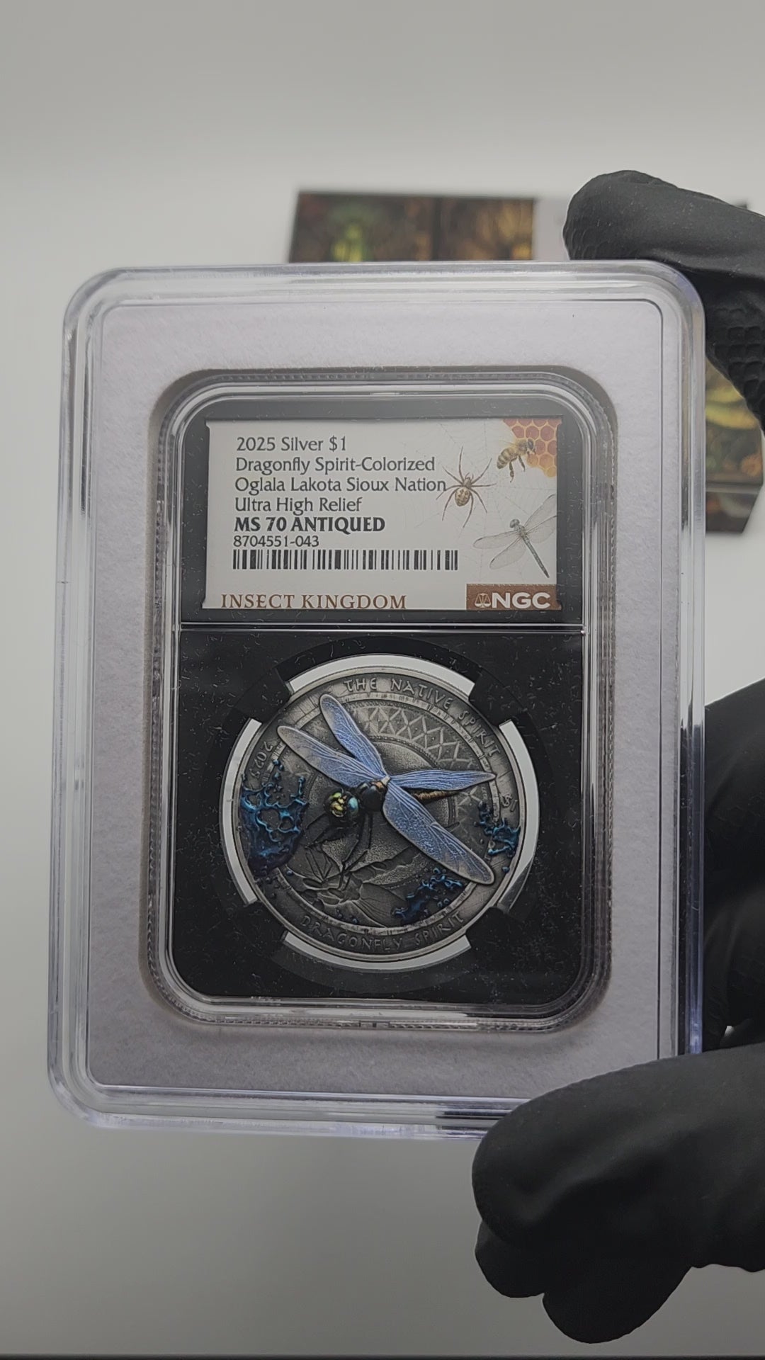 2025 Sioux Nation Native Spirit Dragonfly 1 oz Silver Coin with Metallic Wings, NGC MS 70