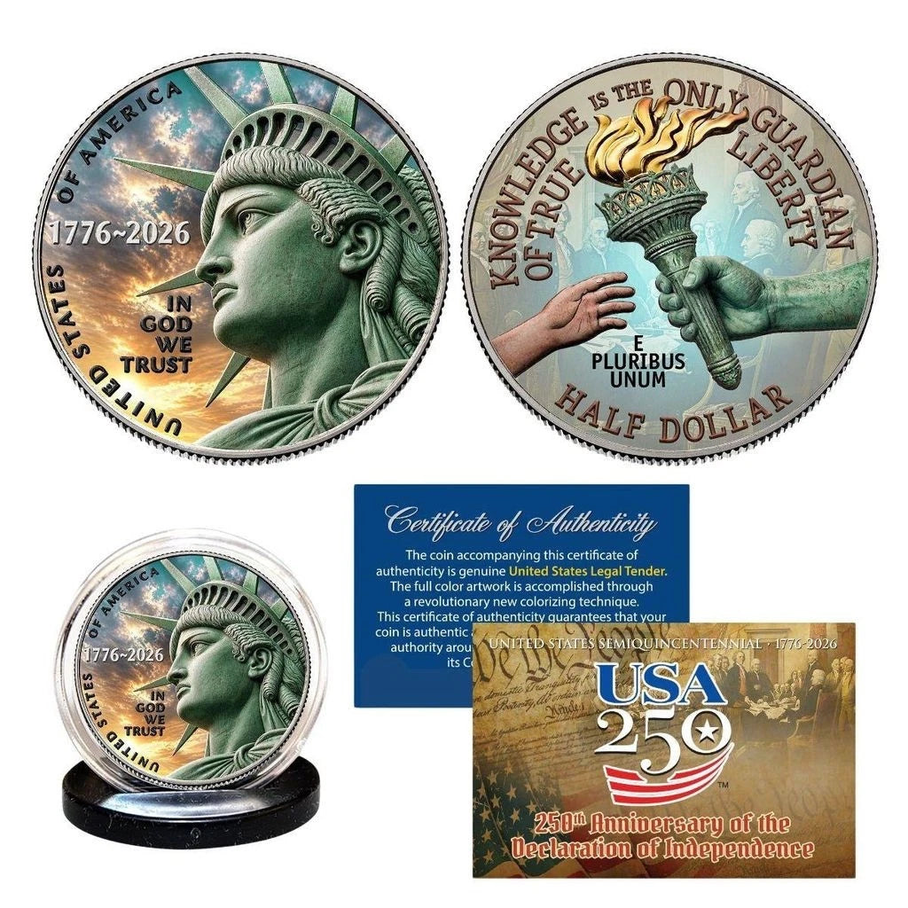 2026 Semiquincentennial Half Dollar - 250th Anniversary - Colorized Coin