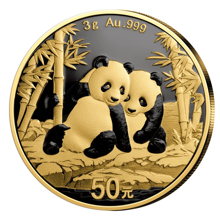 3g Gold Coin 2026 Chinese Panda Black Platinum Finish 295/299 Rare w/ Box & COA