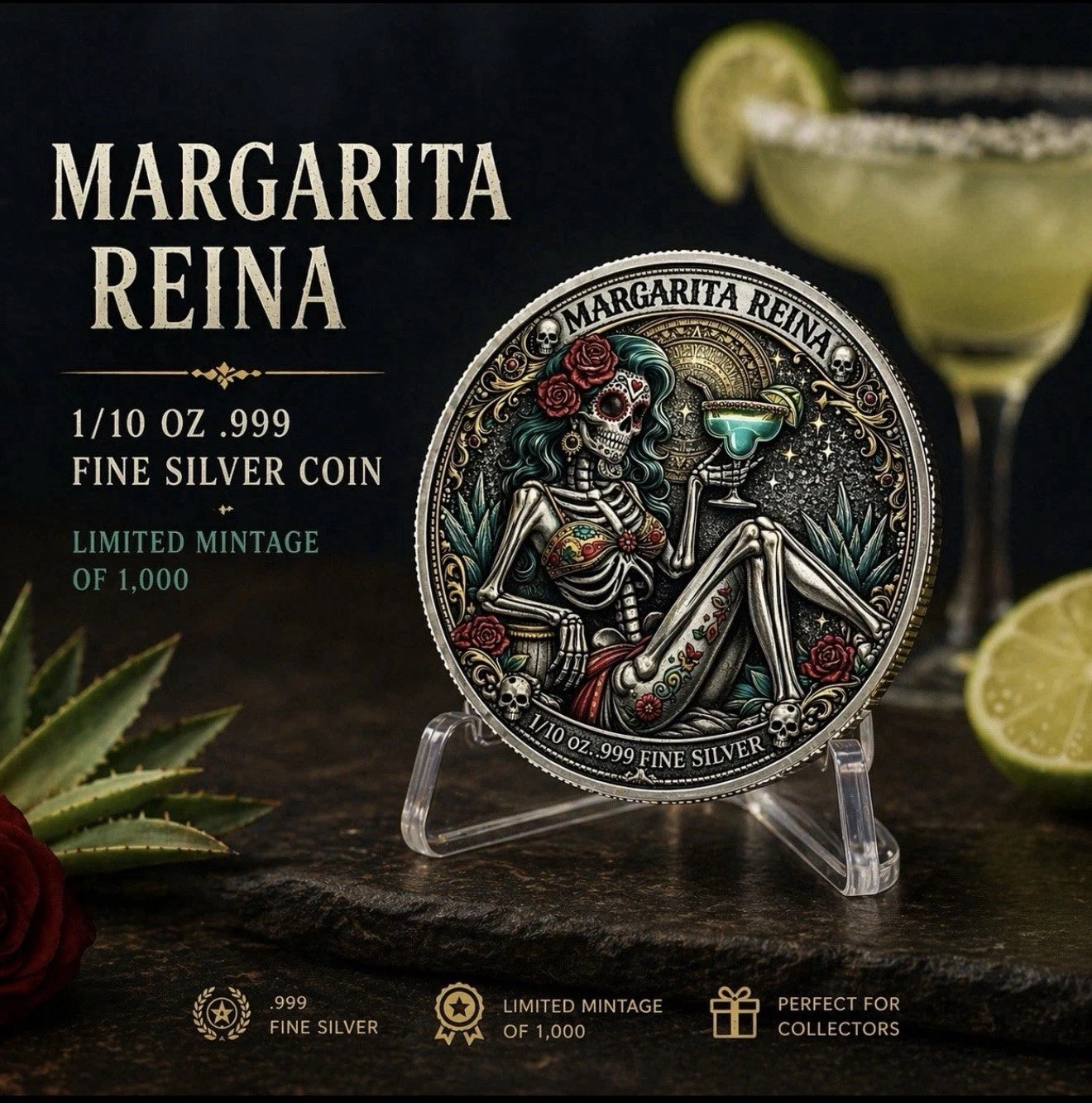 Margarita Reina – 1/10 oz Silver Round w/COA Mintage 1000