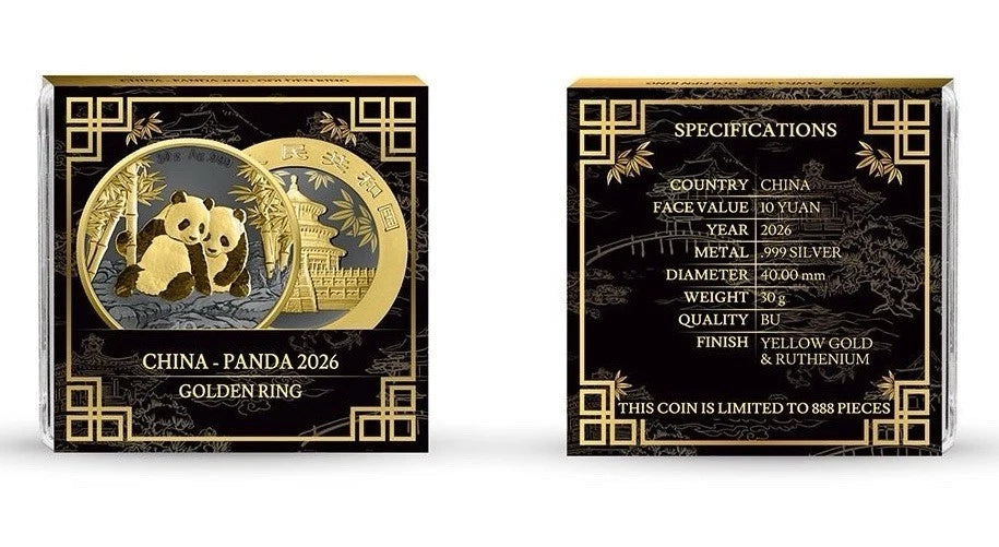 2026 China Panda "Golden Ring" Edition 30g Silver Coin 888 Mintage