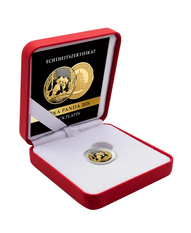 3g Gold Coin 2026 Chinese Panda Black Platinum Finish 295/299 Rare w/ Box & COA