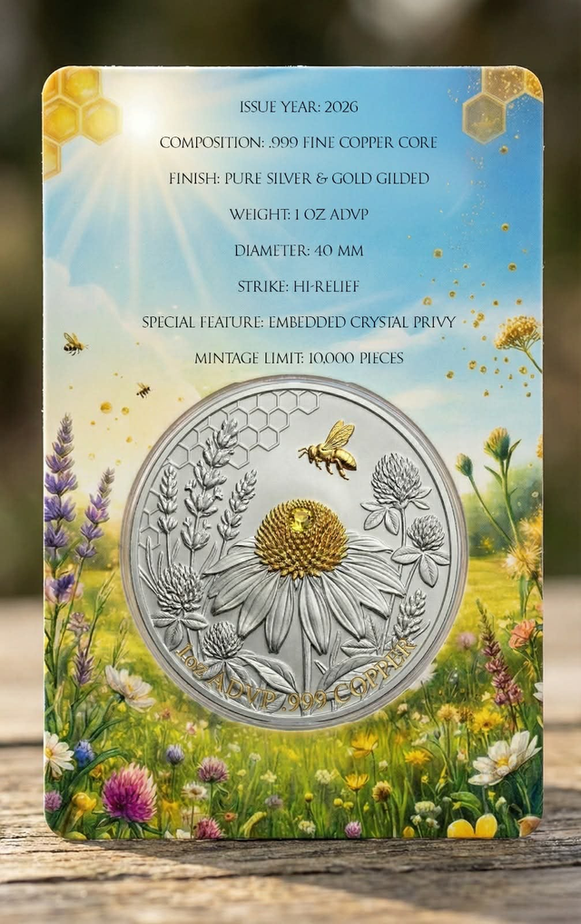 2026 Bee Yourself Silver & Gold Gilded 1 oz Copper Round